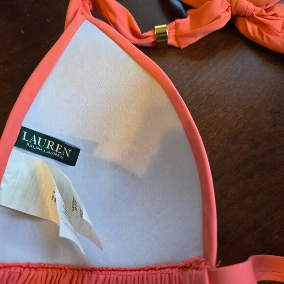 Lauren Ralph Lauren Women Bright Sz 4 Orange Bikini Triangle Swim Ladies Junior - Picture 7 of 16